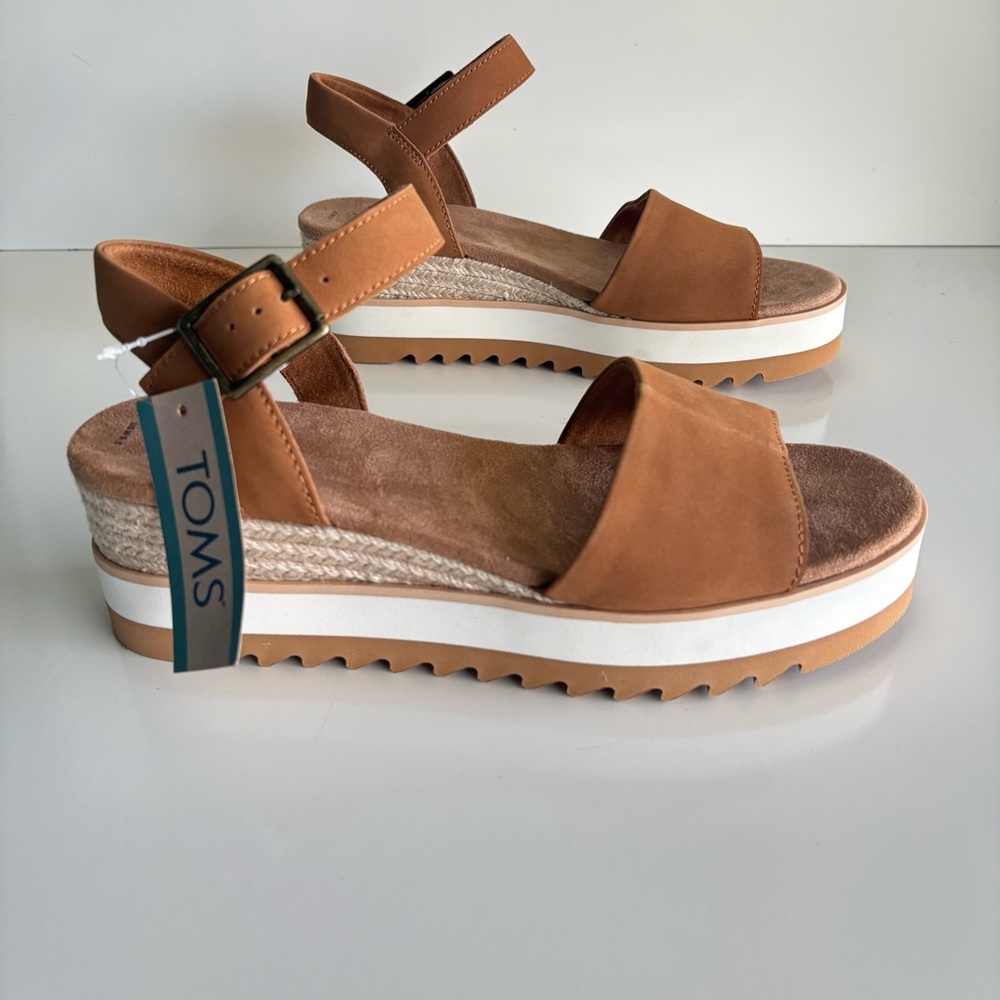 NIB Toms Diana Leather Wedge Sandal Size 9.5 - Picture 3 of 10
